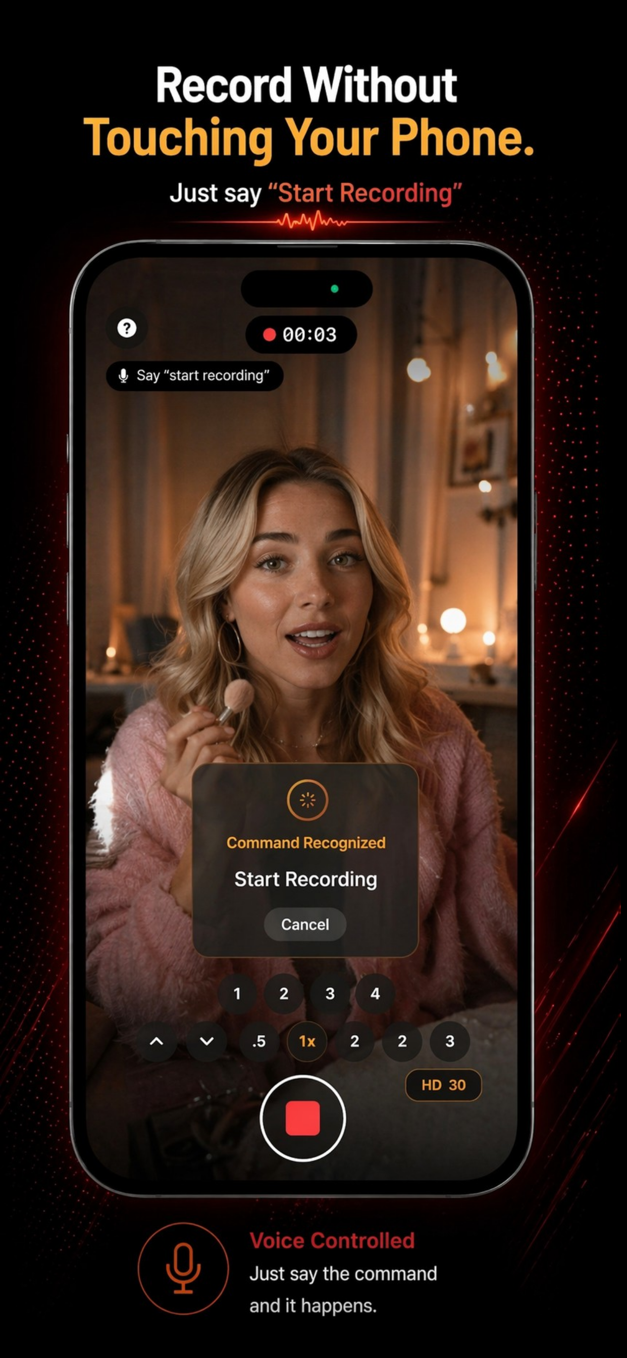 Hey Cameraman — Start Recording command in beauty creator scene