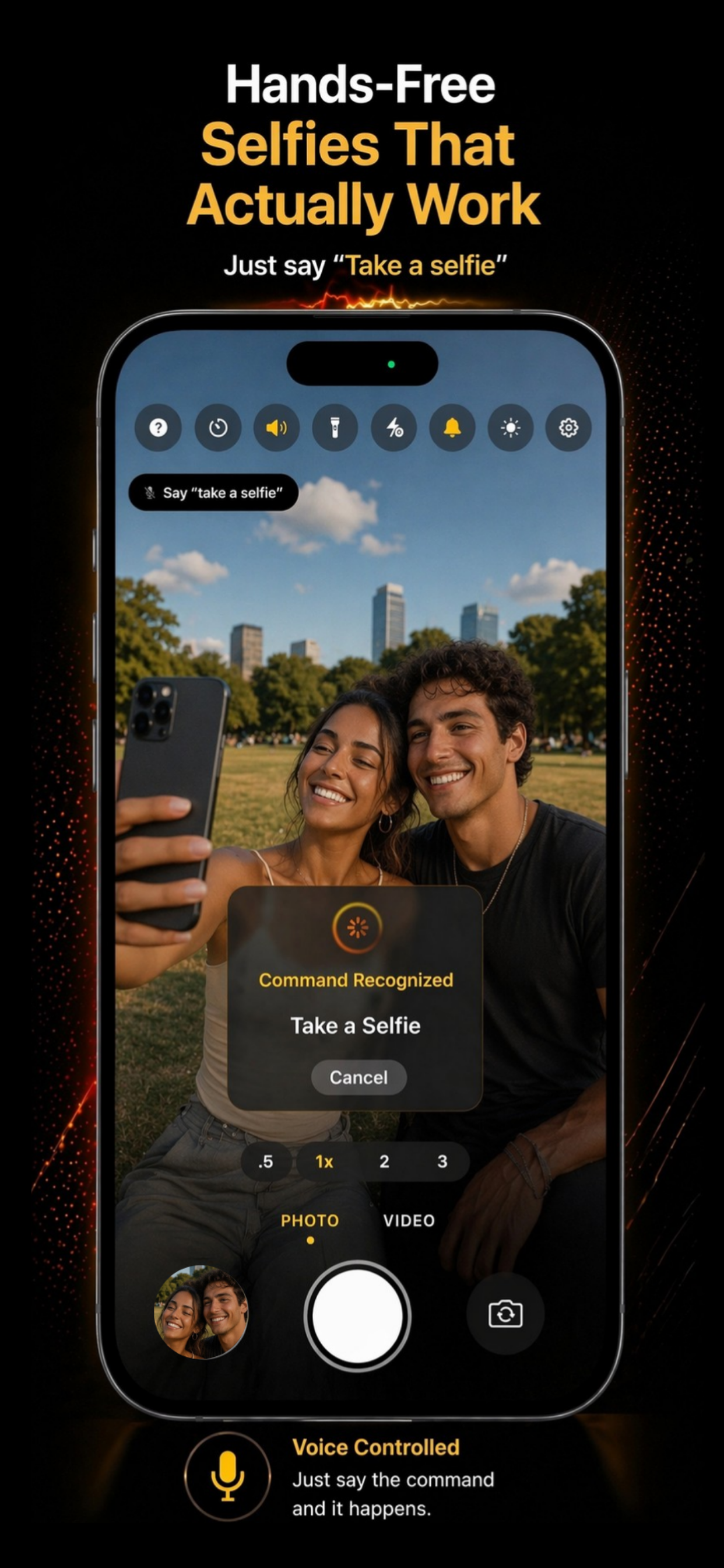 Hey Cameraman — Hands-free selfie command for couple